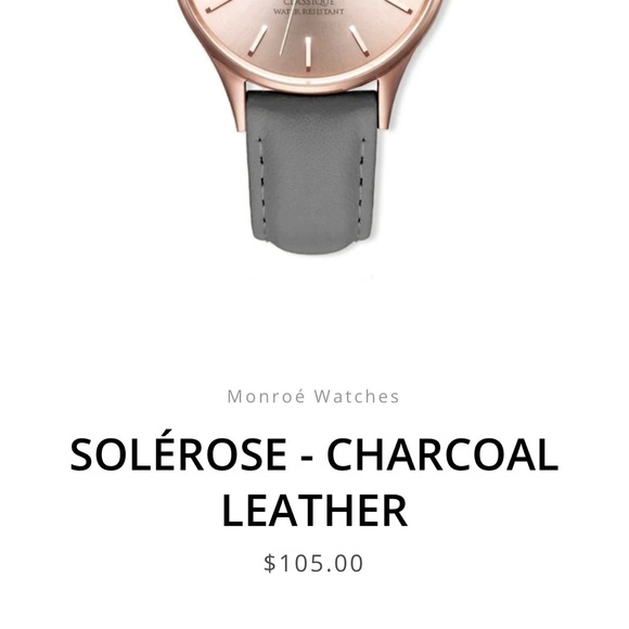 NIB - Monroe Solerose Charcoal Leather Watch - Picture 2 of 13
